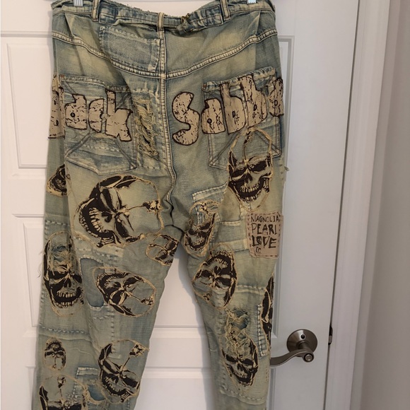 Magnolia Pearl Black Sabbath Skull Print Boyfriend Jeans - Picture 6 of 7